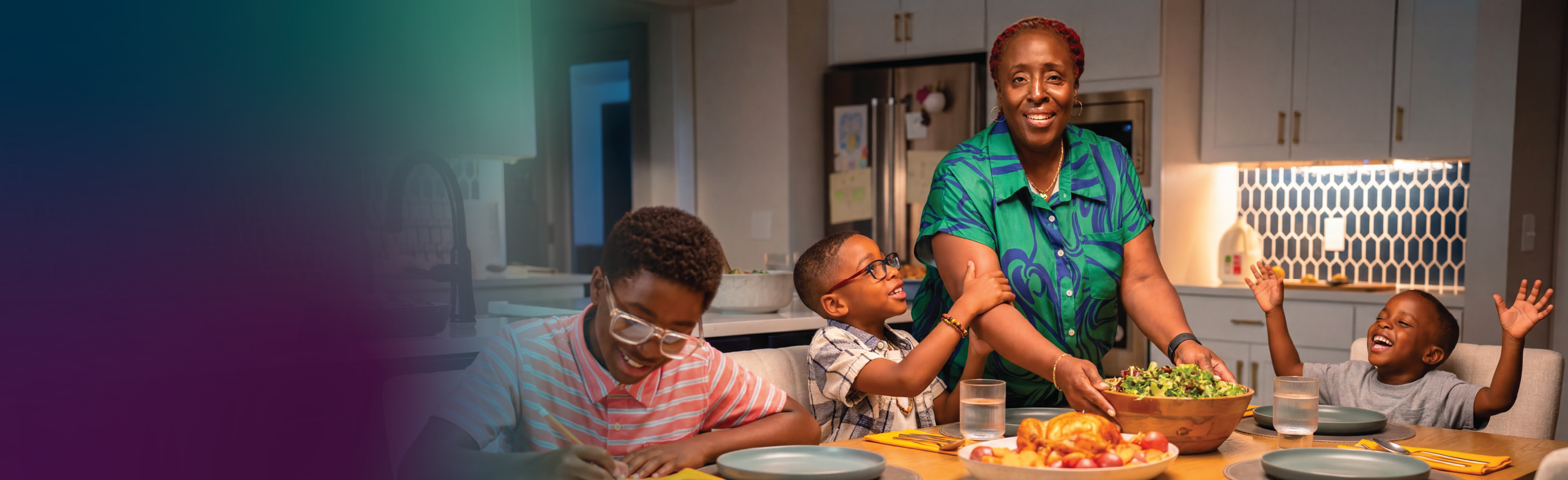 family having dinner